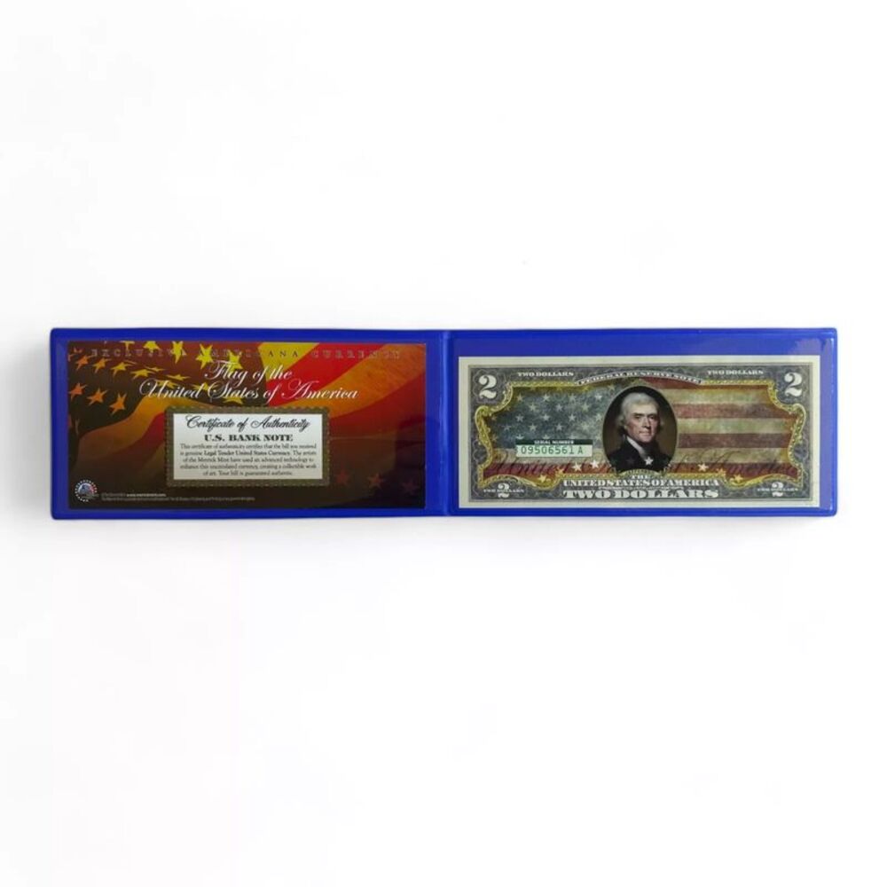 Vintage American Flag Colorized U.S. $2 Bill